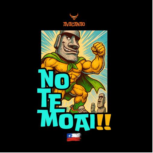Polera Polo 100% Algodón con frase típica chilena " No te Moai "