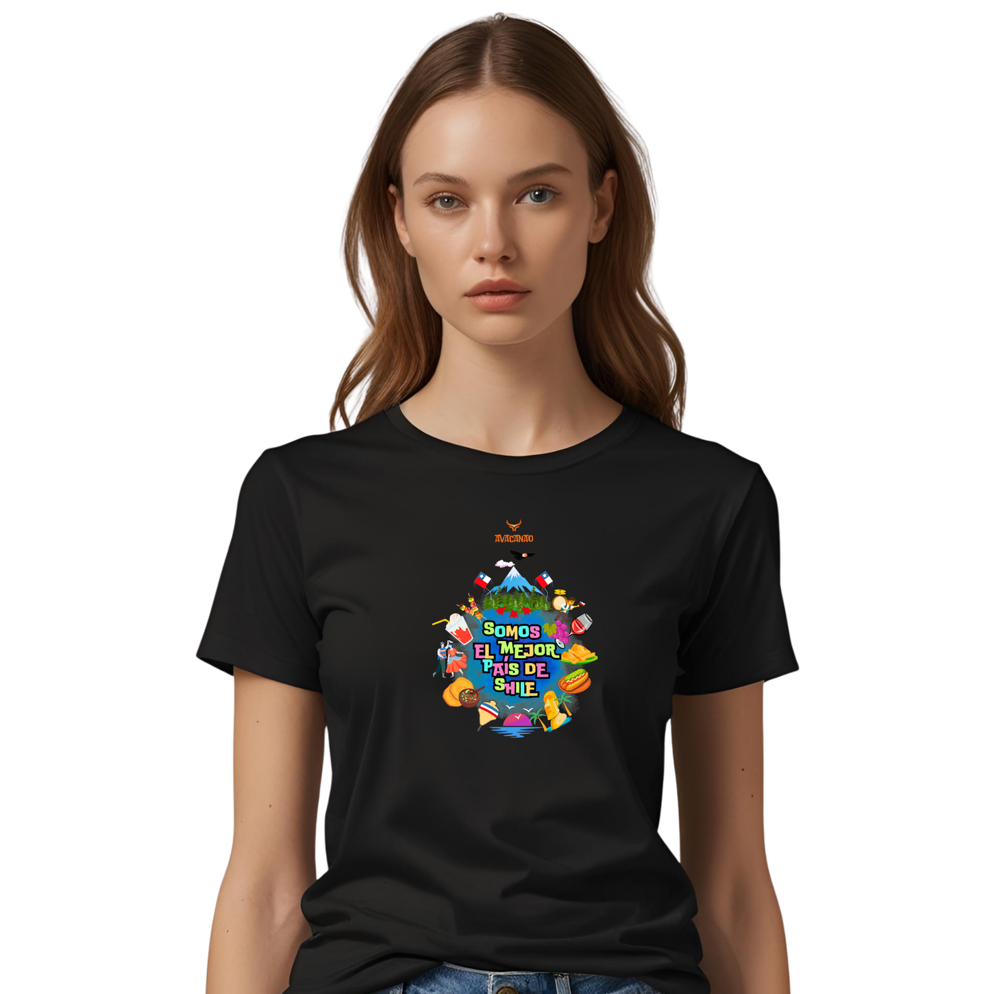 Polera Polo 100% algodón con frase típica chilena " Somos el mejor país de Shile "