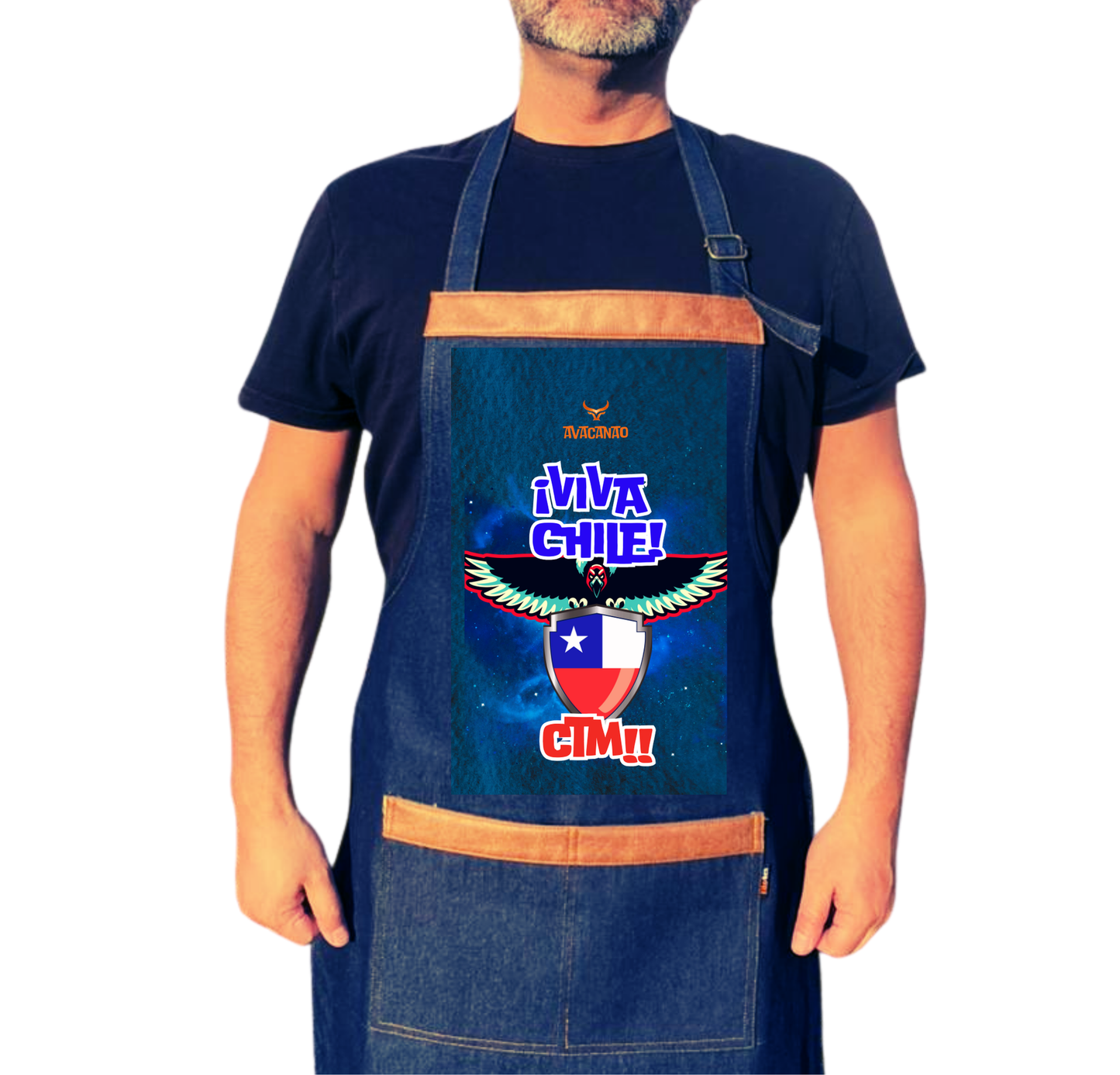 Pechera Jeans con frase típica chilena "Viva Chile Ctm"