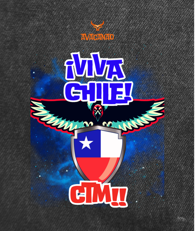 Pechera Jeans con frase típica chilena "Viva Chile Ctm"