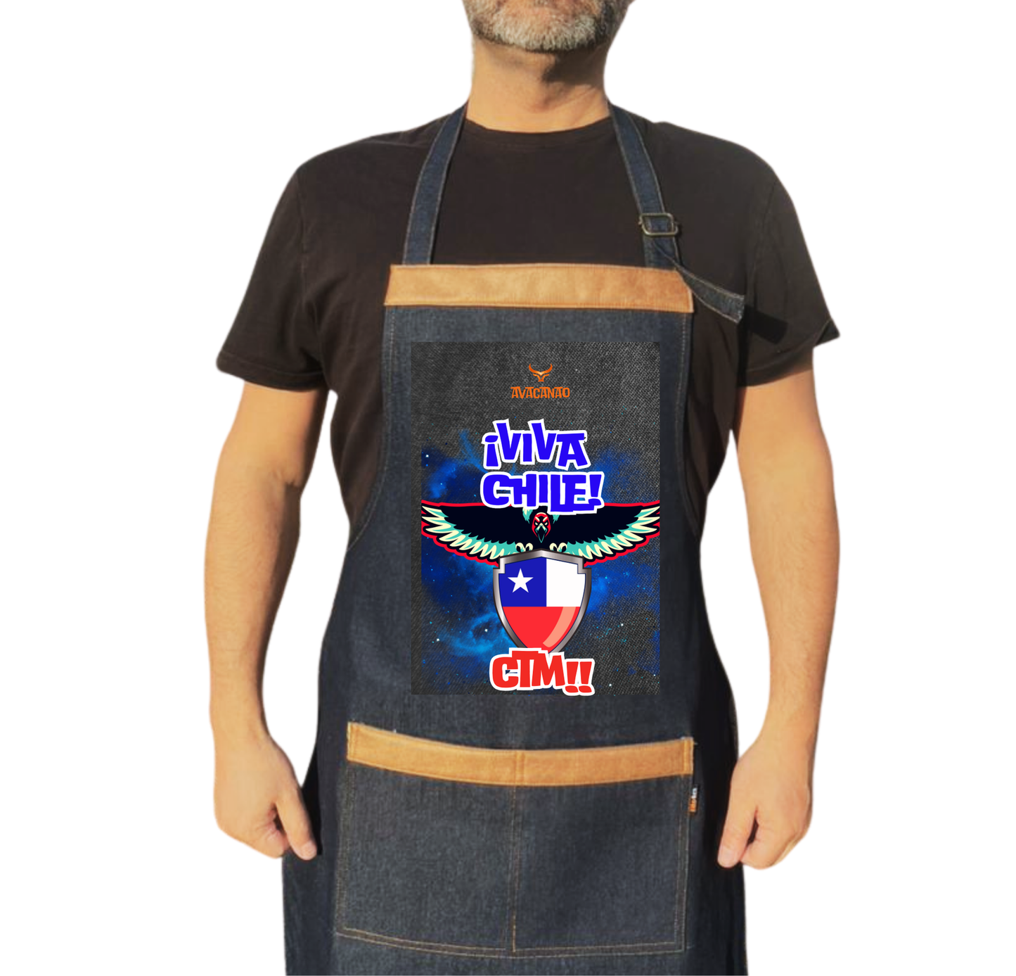 Pechera Jeans con frase típica chilena "Viva Chile Ctm"
