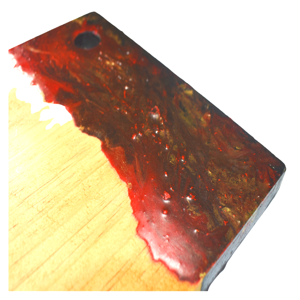 Tabla de Picoteo Artesanal Diseño Resina 25.5 x 23 x 2 cms