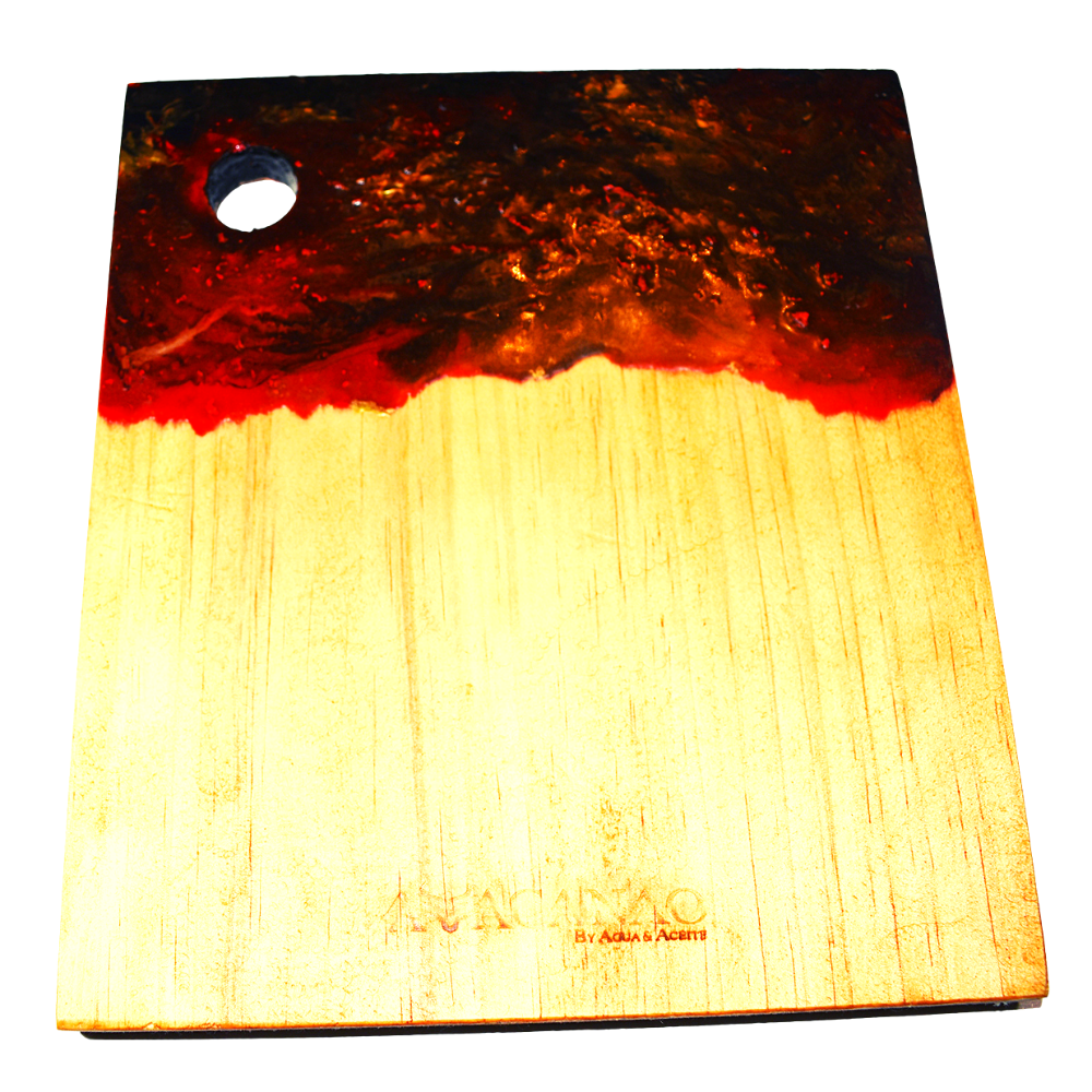 Tabla de Picoteo Artesanal Diseño Resina 25.5 x 23 x 2 cms