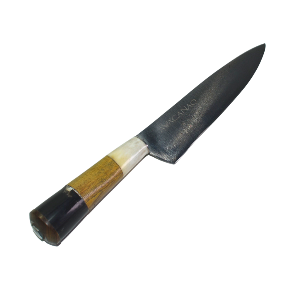 Cuchillo Verijero Acero Negro con Mango de Cacho de Vaca 2 Colores y Madera