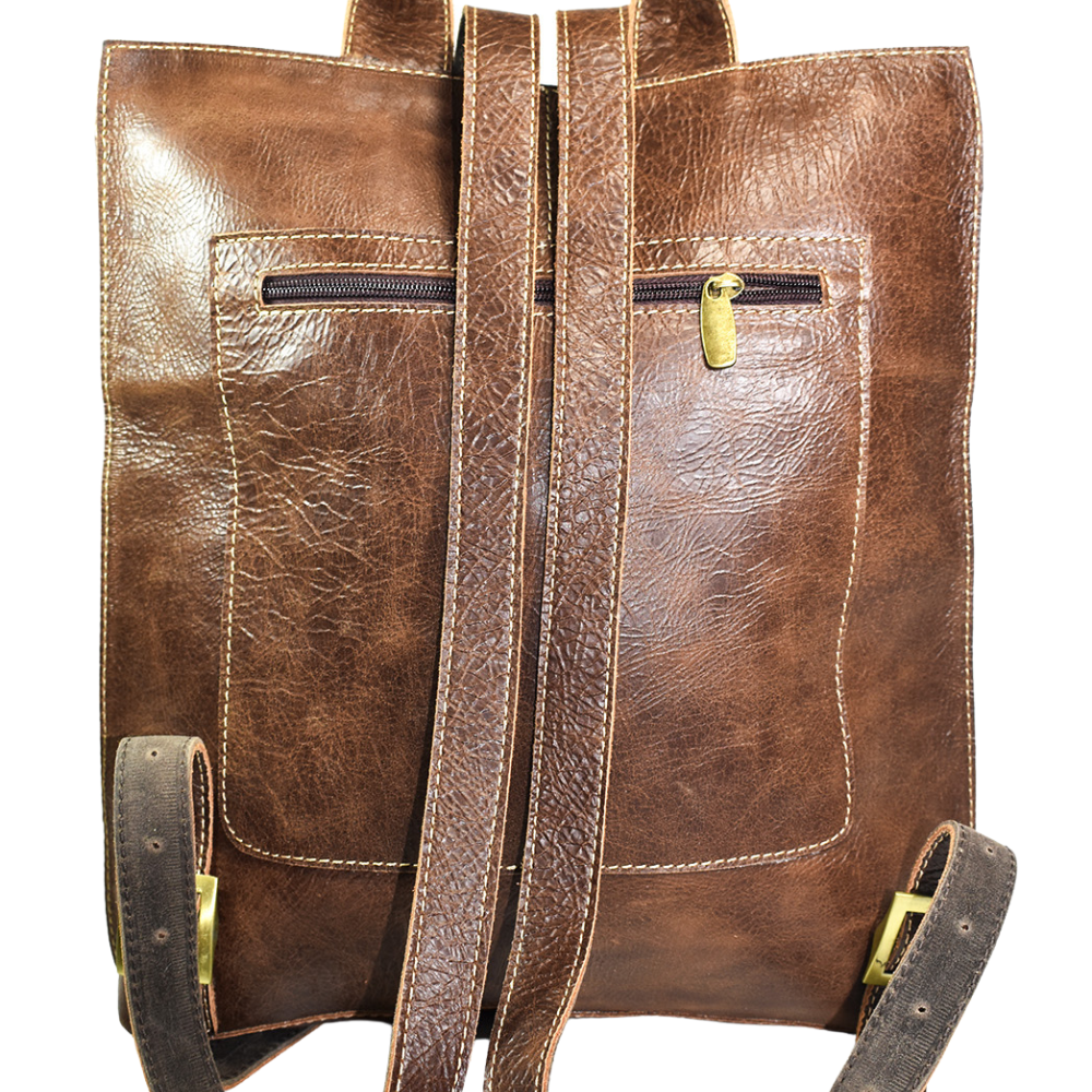 Cartera Mochila Cuero con Diseño