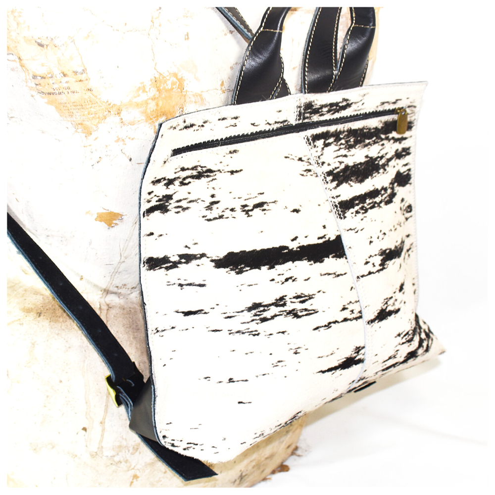 Cartera Mochila Cuero con Diseño