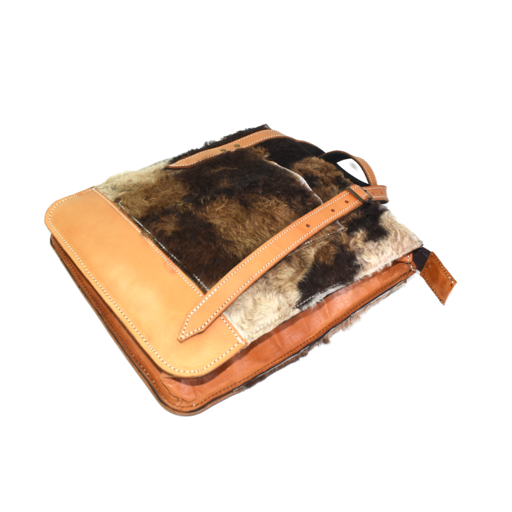 Cartera Cuero con Piel Asa Corta