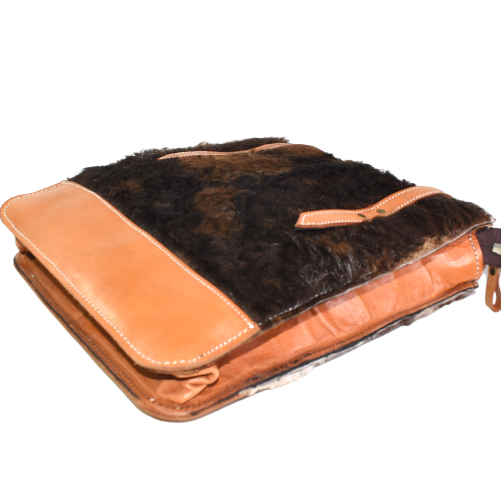 Cartera Cuero con Piel Asa Corta