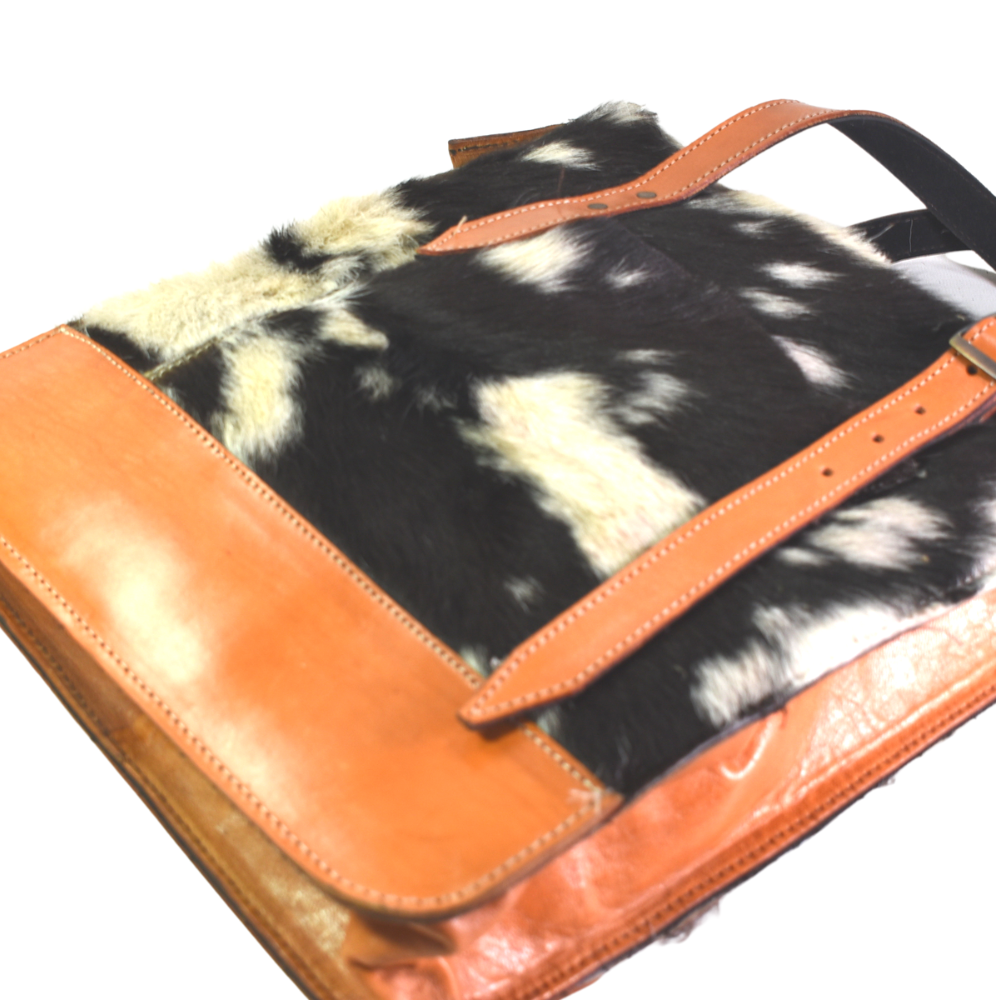 Cartera Cuero con Piel Asa Corta