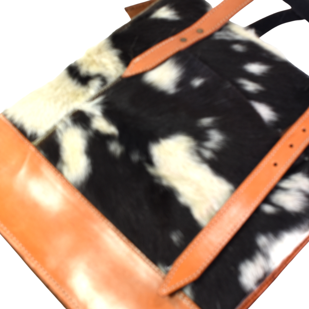 Cartera Cuero con Piel Asa Corta