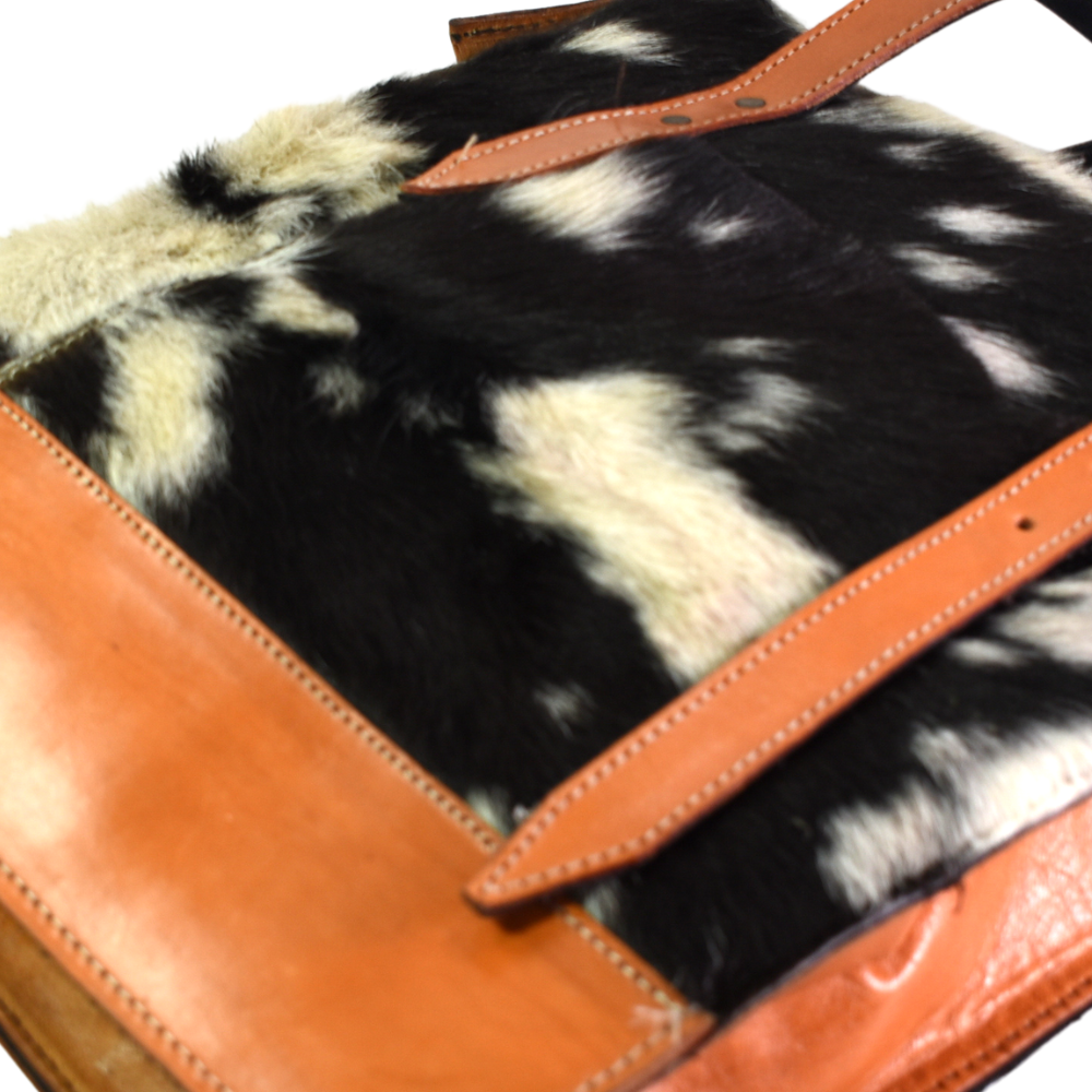 Cartera Cuero con Piel Asa Corta