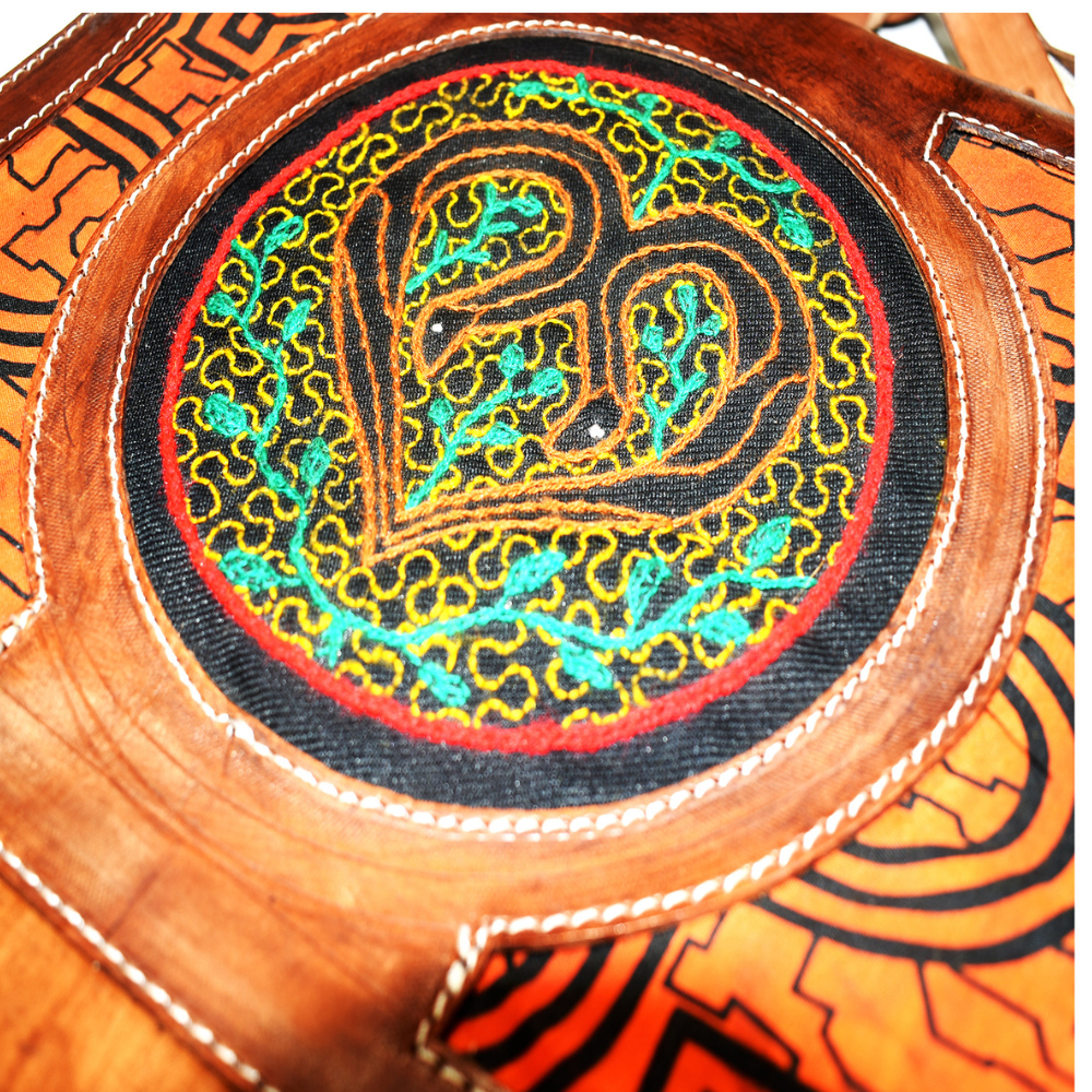 Morral Etnico Shipibo cuero café
