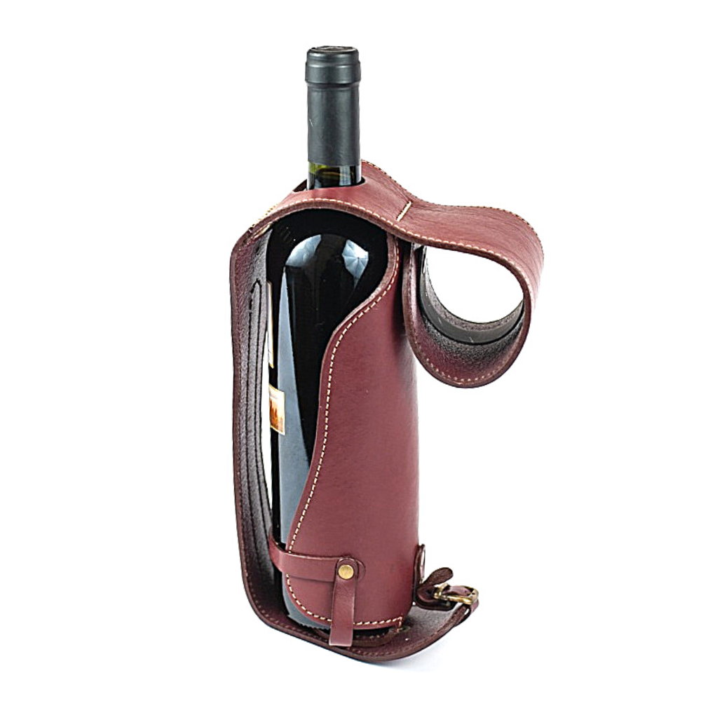 Porta Botella Servidor de Vino de Cuero