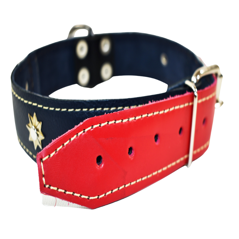 Collar de Perro 100% Cuero Tricolor Chileno