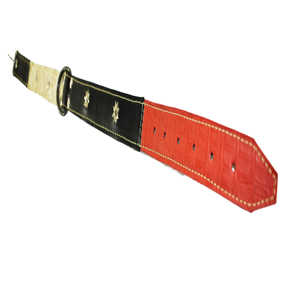 Collar de Perro 100% Cuero Tricolor Chileno