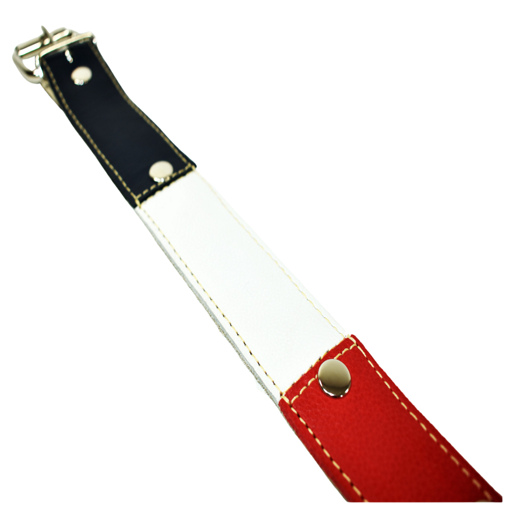 Collar de Perro 100% Cuero Tricolor Chileno