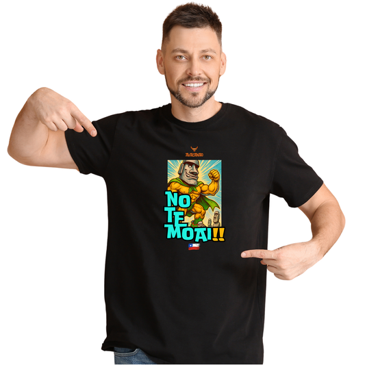 Polera Polo 100% Algodón con frase típica chilena " No te Moai "