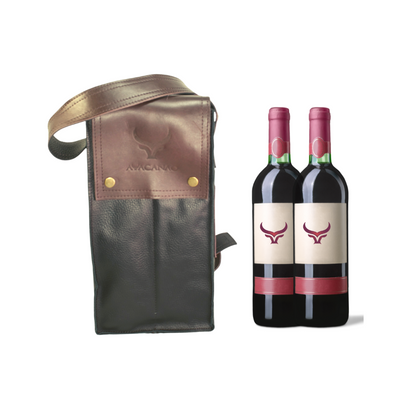 Morral de Cuero Porta Botella de Vinos