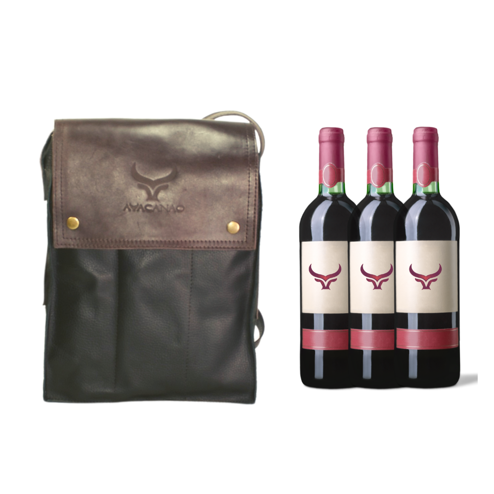 Morral de Cuero Porta Botella de Vinos