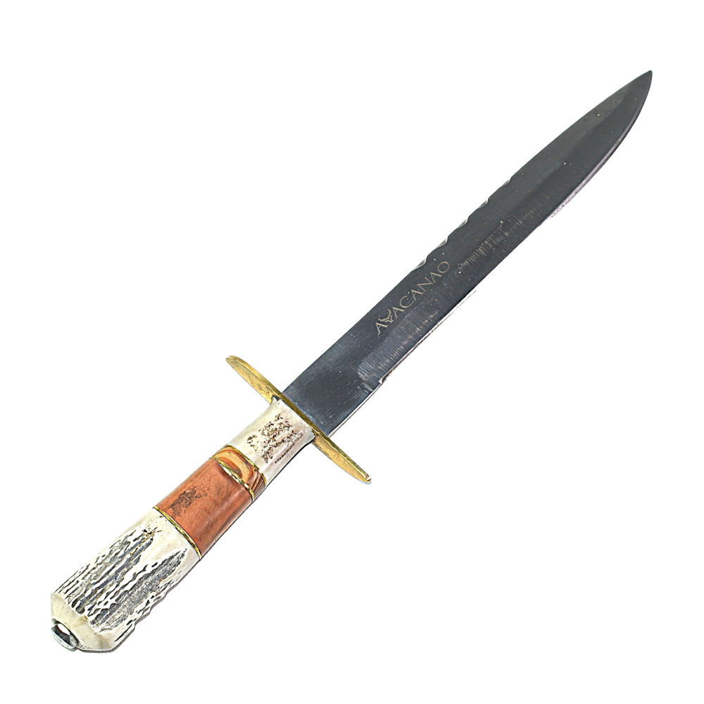 Cuchillo de Acero Negro Mango Cerámico, Hoja de 25 cms y Virola Gold