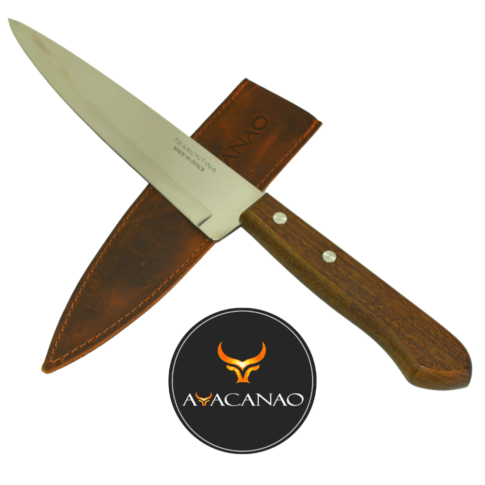 Cuchillo Carnicero Tramontina con Vaina de Cuero Hoja 8 cms