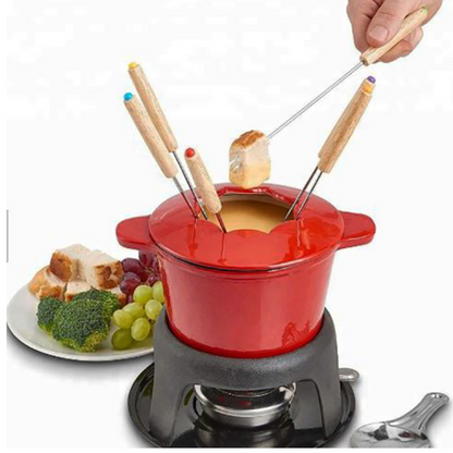 Fondue Hierro Fundido Esmaltado Rojo