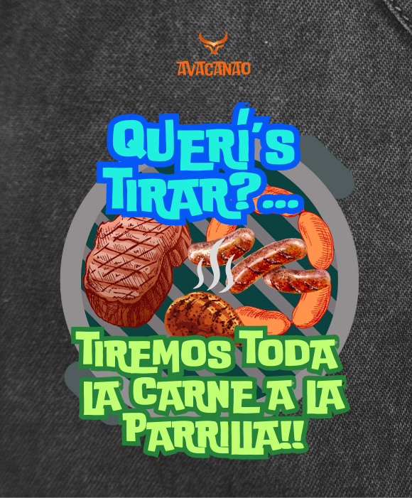Pechera jeans con frase típica chilena "Querís tirar?"