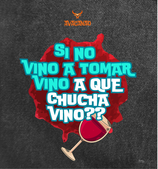 Pechera jeans con frase típica chilena "Si no vino a tomar vino a que chucha vino?"