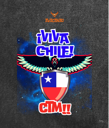 Pechera Jeans con frase típica chilena "Viva Chile Ctm"