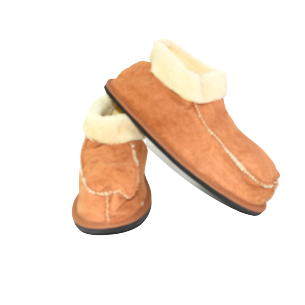 Pantufla Bota Cuero y Lana Unisex