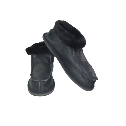 Pantufla Bota Cuero y Lana Unisex