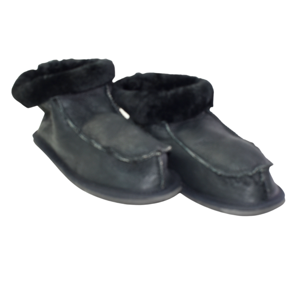 Pantufla Bota Cuero y Lana Unisex