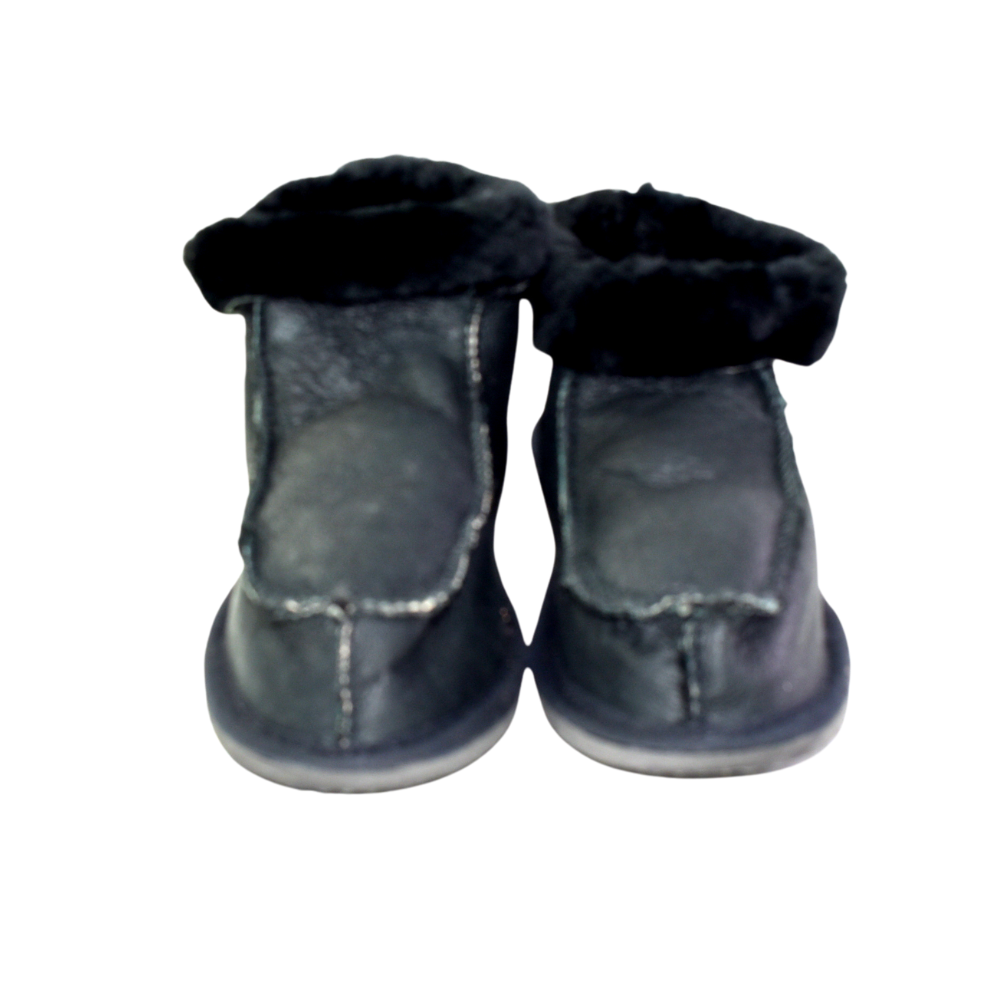 Pantufla Bota Cuero y Lana Unisex