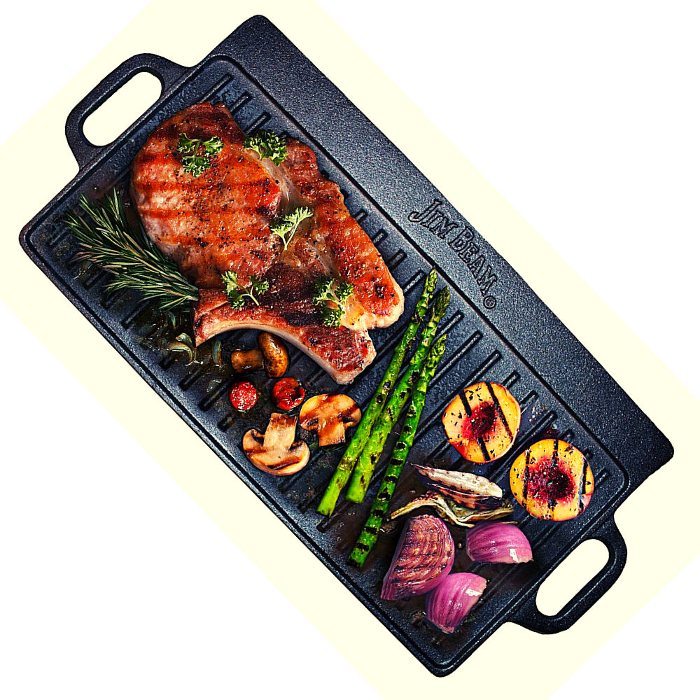 Plancha Reversible Hierro Fundido Plana + Grill