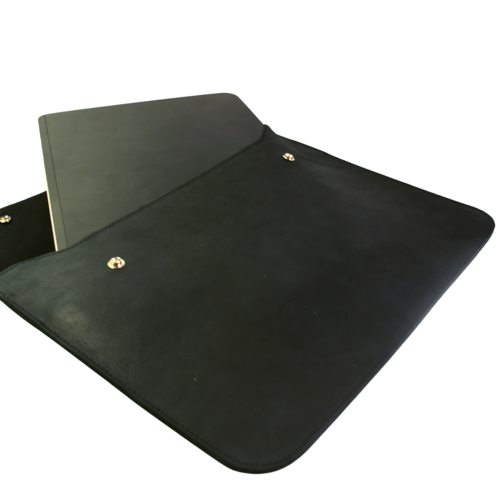 Porta Notebook Cuero Negro  33 x 22 cms