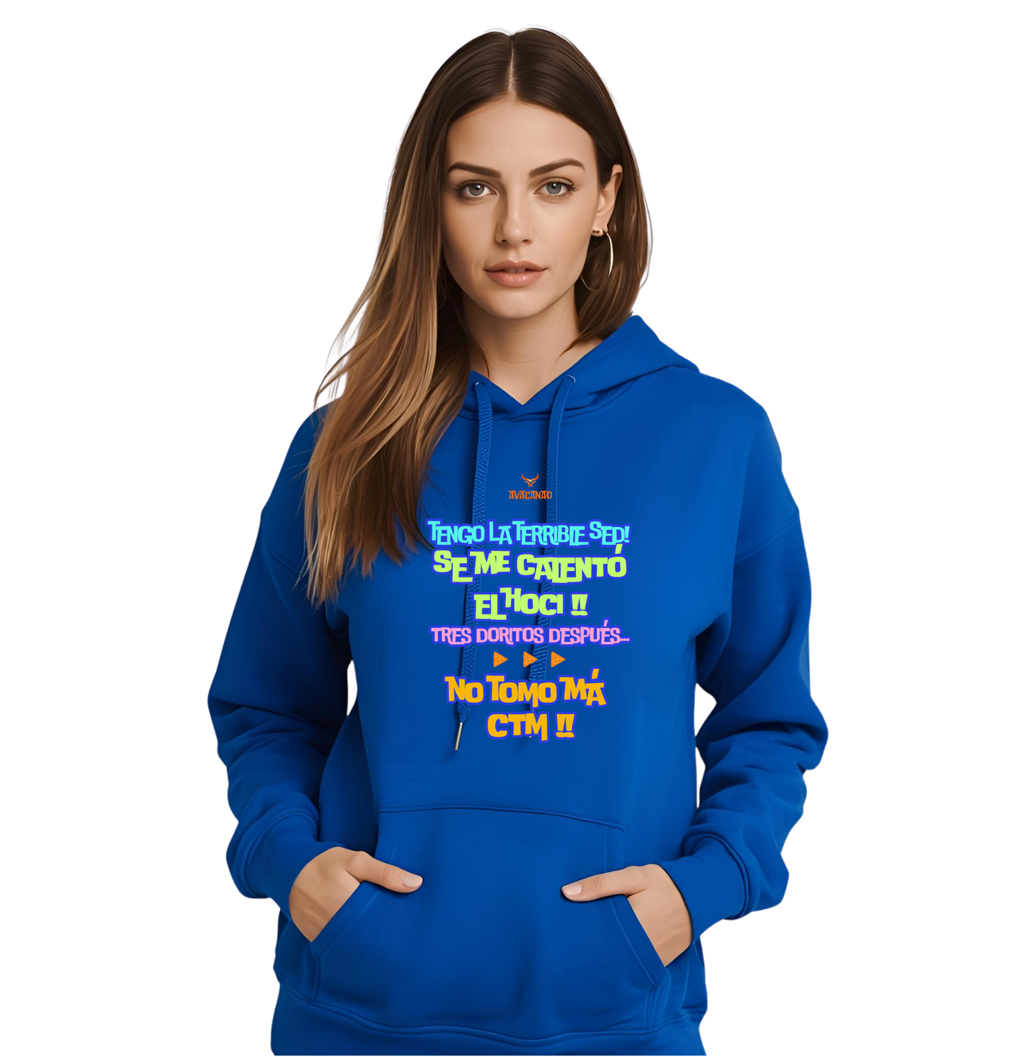 Polerón negro con capucha 100% algodón con frase típica chilena " Tengo la Terrible sed "