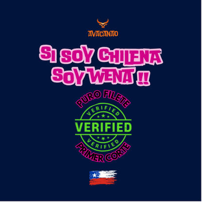 Polerón negro con capucha tipo canguro 100% algodón con frase típica chilena "Si soy chilena soy wena"