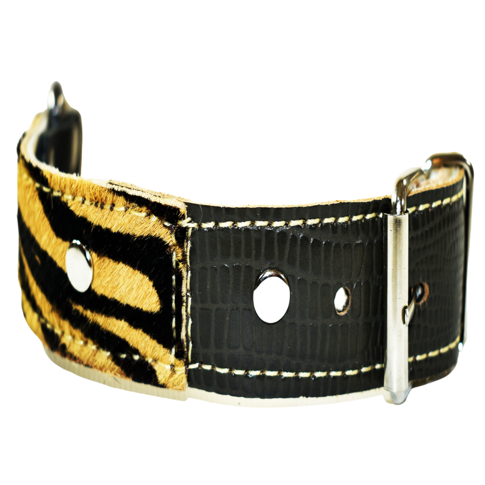 Collar de Perro 100% Cuero y Piel Estilo Leopardo