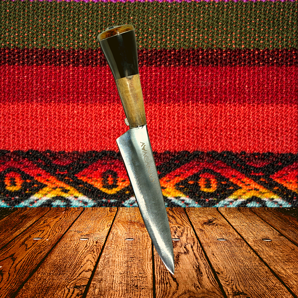 Cuchillo Verijero Acero Negro con Mango de Cacho de Vaca y Madera