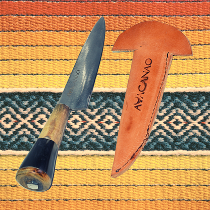 Cuchillo Verijero Acero Negro con Mango de Cacho de Vaca y Madera