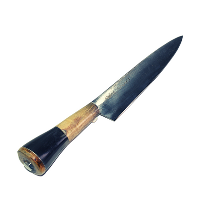 Cuchillo Verijero Acero Negro con Mango de Cacho de Vaca y Madera