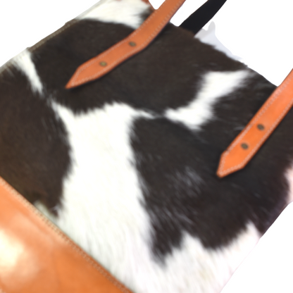 Cartera Cuero con Piel Asa Corta