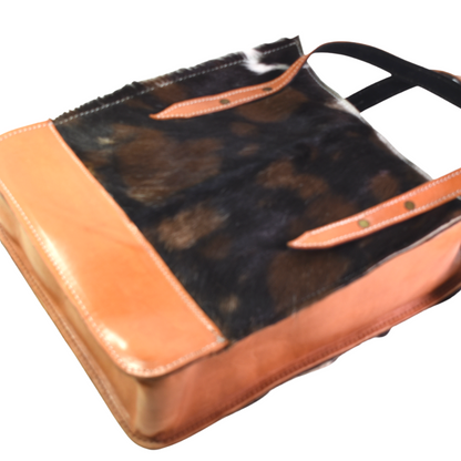 Cartera Cuero con Piel Asa Corta