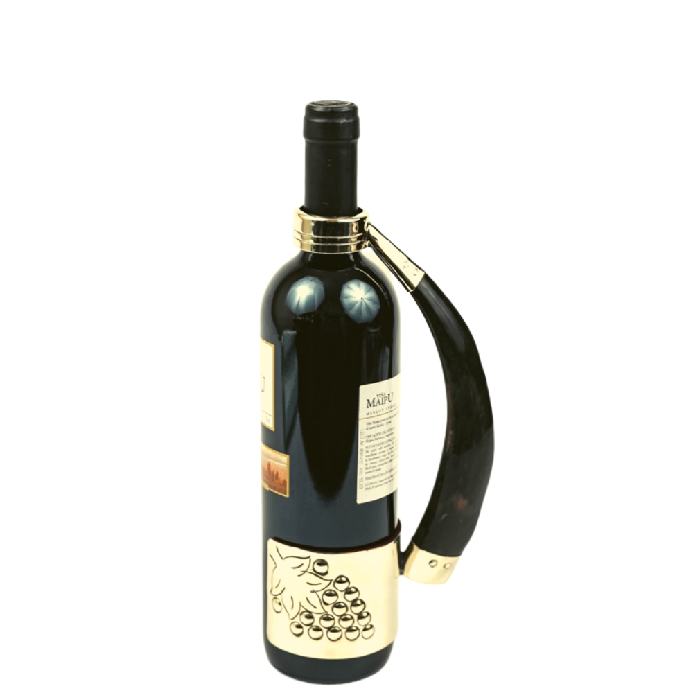 Porta Botella Servidor de Vino de Alpaca y Mango Cacho de Buey